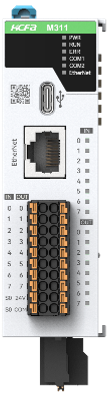 Sterownik PLC HCM311-16MT4-D 24VDC, I/O: 8DI/8DO/2HSI/4HSO(200kHz), wyjścia tranzystorowe, Ethernet (Modbus TCP/IP) / RS-232/RS-485 (Modbus RTU/ASCII), 4-osie sterowane impulsowo, krzywki elektroniczne