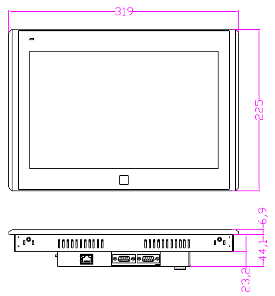 Panel operatorski HMI Novakon P12F-N 12,1" TFT LCD 1280x800px, 1,0GHz ARM Cortex-A8, 512MB RAM, 4GB MMC Flash, 2xUSB, 3xCOM, 1xEthernet, SD Card, VNC, ALU