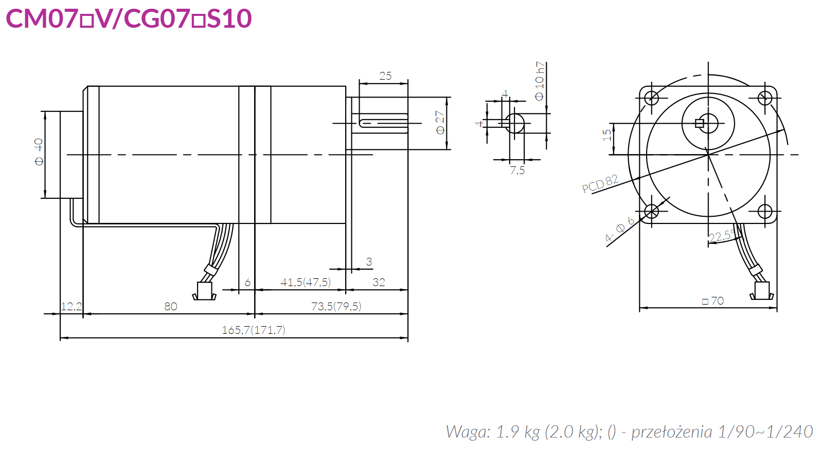 Motoreduktor kompaktowy AC LiMing CM07IG15SBV/CG07B12,5S10