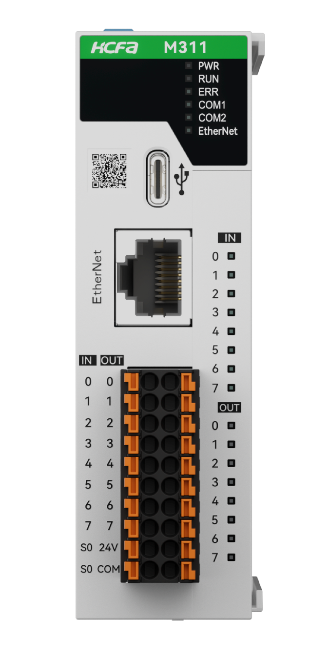 Sterownik PLC HCM311-16MT4-D 24VDC, I/O: 8DI/8DO/2HSI/4HSO(200kHz), wyjścia tranzystorowe, Ethernet (Modbus TCP/IP) / RS-232/RS-485 (Modbus RTU/ASCII), 4-osie sterowane impulsowo, krzywki elektroniczne