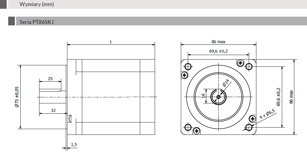 Silnik krokowy PT86SKJ78-550-4A 4,6Nm, 5,5A 1.8° - obrazek 4