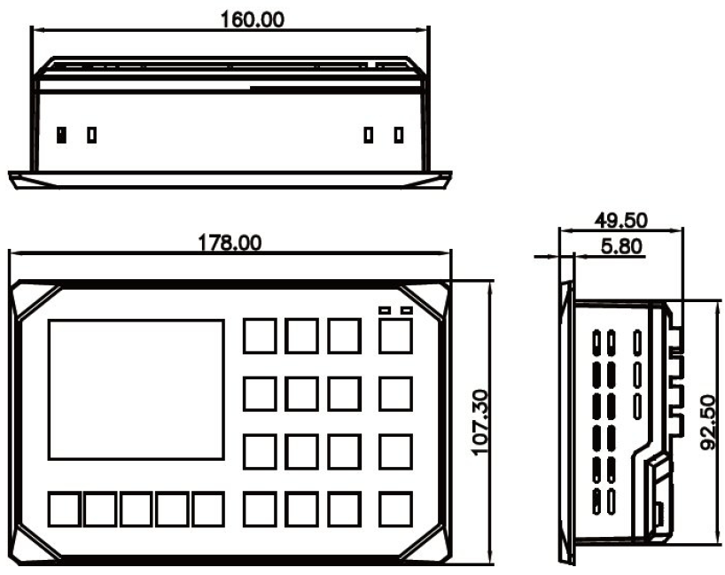 Panel operatorski HMI Novakon NK03-P 3,5" TFT LCD 320x240px, 400MHz ARM9, 128MB RAM, 128MB Flash, 2xUSB, 1xCOM, klawiatura