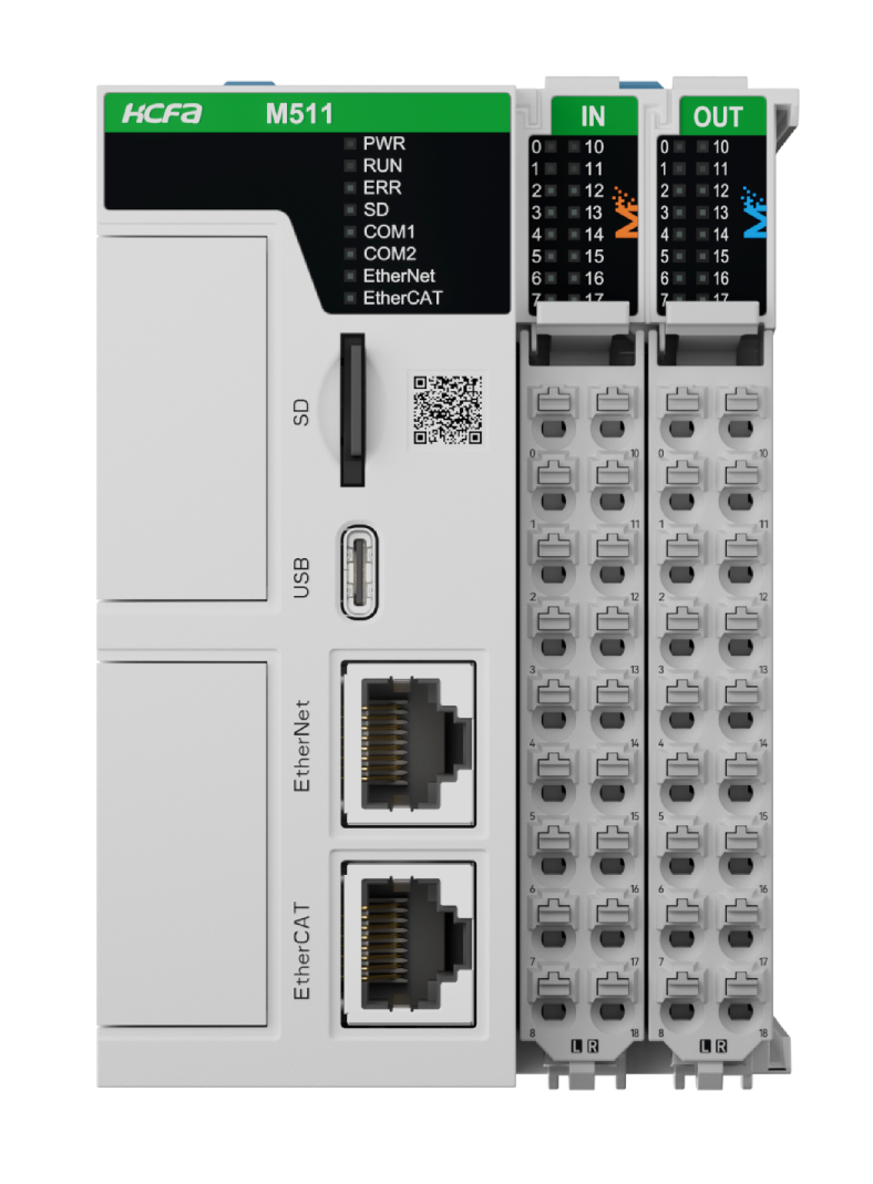 Sterownik PLC HCM511-32MT4-D, 24VDC, I/O: 16DI/16DO/2HSI/4HSO(200kHz), wyjścia tranzystorowe, EtherCAT Master/CANopen/Ethernet (Modbus TCP/IP, EtherNet/IP), 8-osi rzeczywistych EtherCAT