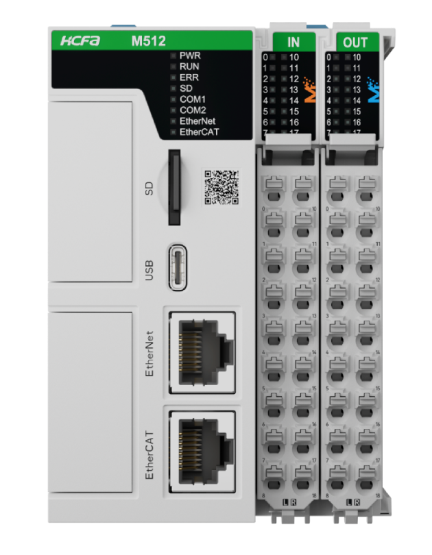 Sterownik PLC HCM512-32MT4-D, 24VDC, I/O: 16DI/14DO/2HSI/4HSO(200kHz), wyjścia tranzystorowe, EtherCAT Master/CANopen/Ethernet (Modbus TCP/IP), 16-osi rzeczywistych EtherCAT