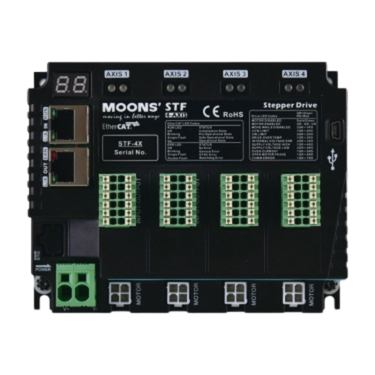 Wieloosiowy sterownik silnika krokowego MOONS` STF05-4X-ECX-S-FC 5A 24-70VDC, 4-osie, EtherCAT, funkcja STO