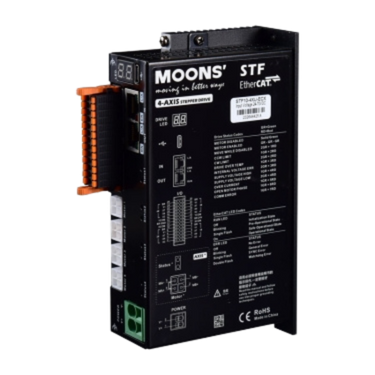 Wieloosiowy sterownik silnika krokowego MOONS` STF10-4XU-ECX 10A 24-60VDC, 4-osie, EtherCAT, montaż pionowy