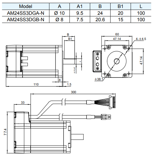 Silnik serwokrokowy MOONS' AM24SS3DGA-N 2.5Nm enkoder 20000 imp./obr.; bez hamulca; d=10mm - obrazek 3