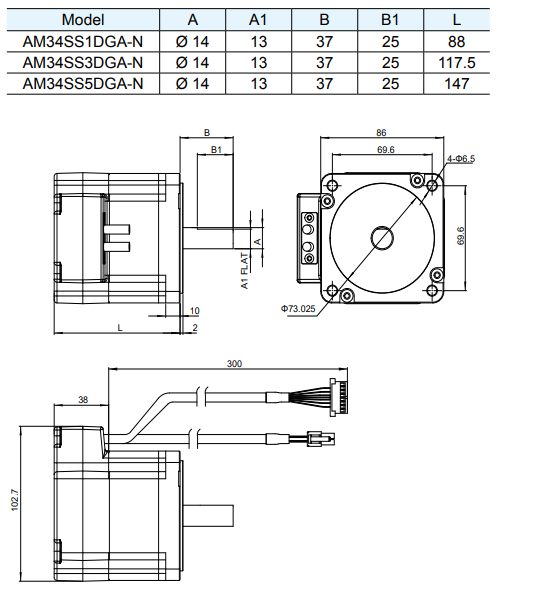 Silnik serwokrokowy MOONS' AM34SS3DGA-N 5.2Nm enkoder 20000 imp./obr.; bez hamulca; d=14mm - obrazek 3