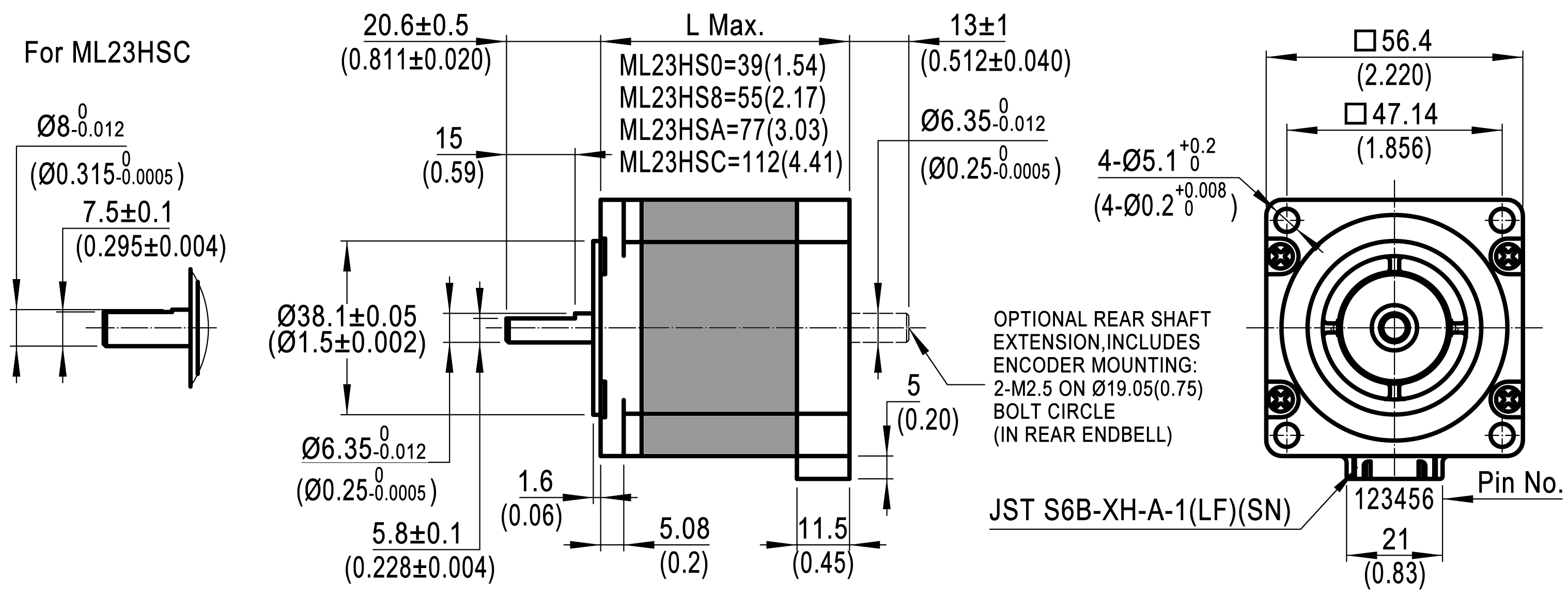 Silnik krokowy MOONS`MS23HA0P4100 0,59Nm 1A 0.9deg - obrazek 3