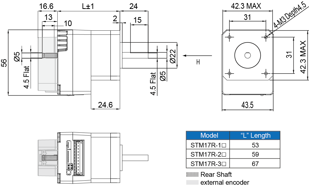 Silnik krokowy zintegrowany MOONS' STM17R-1 0,23Nm 12-48VDC - obrazek 3