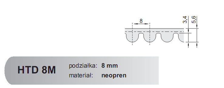 Pas zębaty HTD 1200 8M 85
