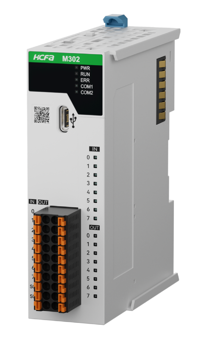 Sterownik PLC HCM302-16MT4-D, 24VDC, I/O: 8DI/8DO/2HSI/4HSO(100kHz), wyjścia tranzystorowe, RS-232/RS-485 (Modbus RTU/ASCII/Free Protocol), 4-osie impulsowe, krzywki elektroniczne