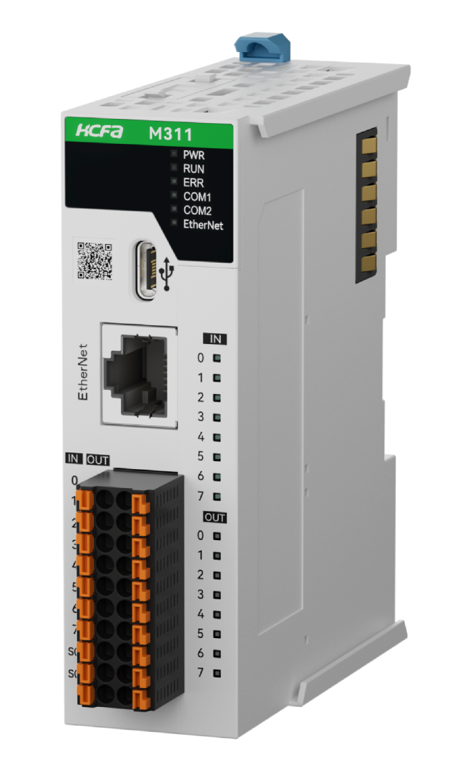 Sterownik PLC HCM311-16MT4-D 24VDC, I/O: 8DI/8DO/2HSI/4HSO(200kHz), wyjścia tranzystorowe, Ethernet (Modbus TCP/IP) / RS-232/RS-485 (Modbus RTU/ASCII), 4-osie sterowane impulsowo, krzywki elektroniczne