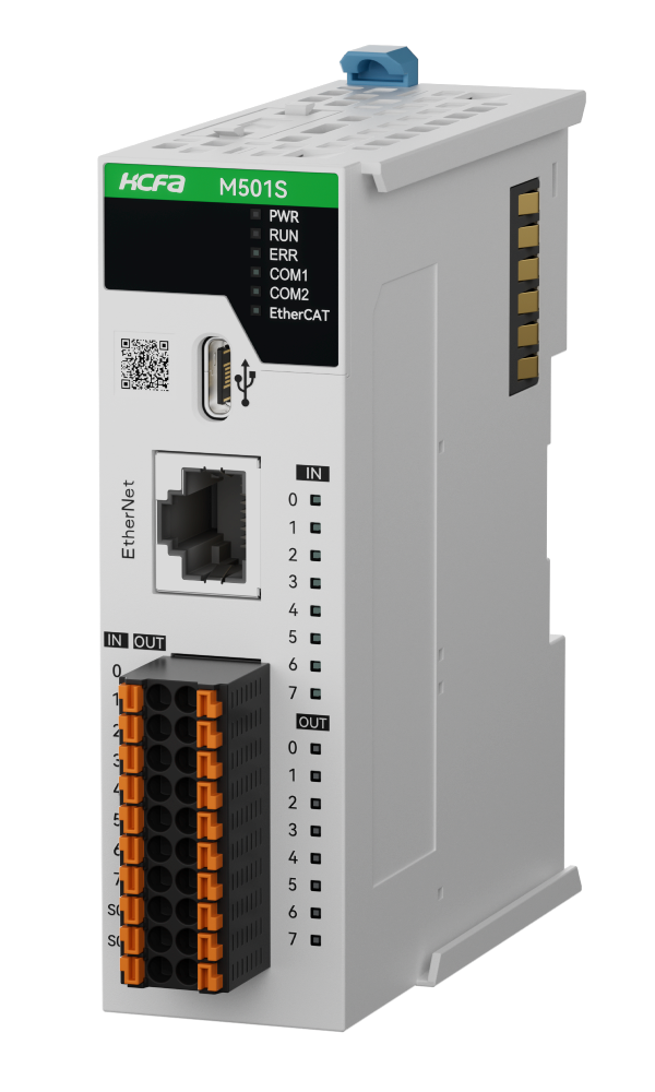Sterownik PLC HCM501S-16MT4-D, 24VDC, I/O: 8DI/8DO/2HSI/4HSO(200kHz), wyjścia tranzystorowe, EtherCAT Master/RS485/RS232, 8-osi rzeczywiste EtherCAT