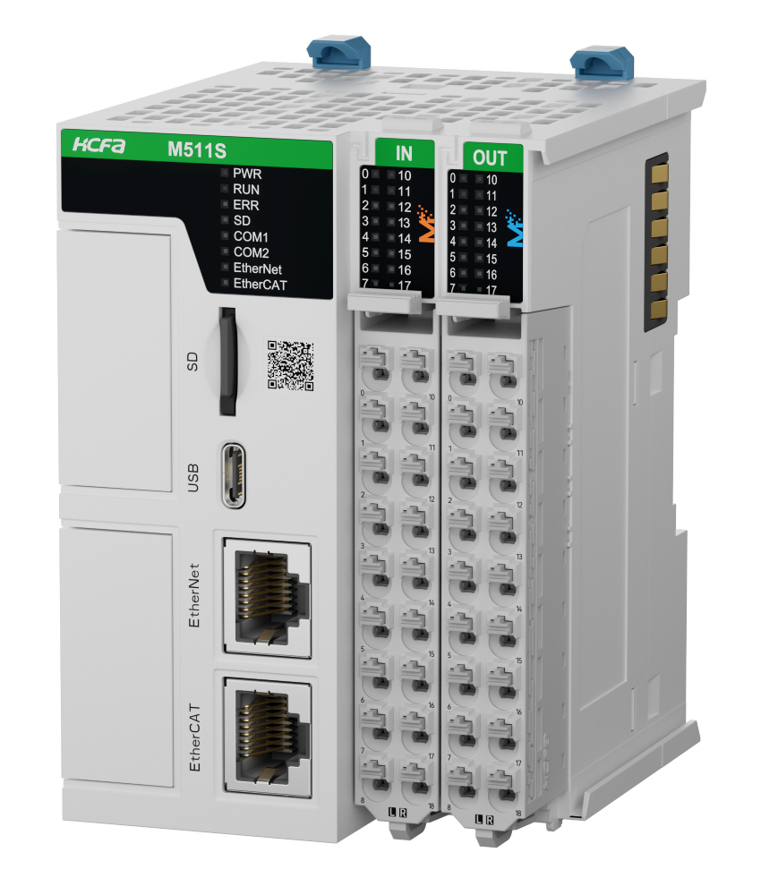 Sterownik PLC HCM511S-32MT4-D, 24VDC, I/O: 16DI/16DO/2HSI/4HSO(200kHz), wyjścia tranzystorowe, EtherCAT Master/CANopen/Ethernet (Modbus TCP/IP), 8-osi rzeczywistych EtherCAT