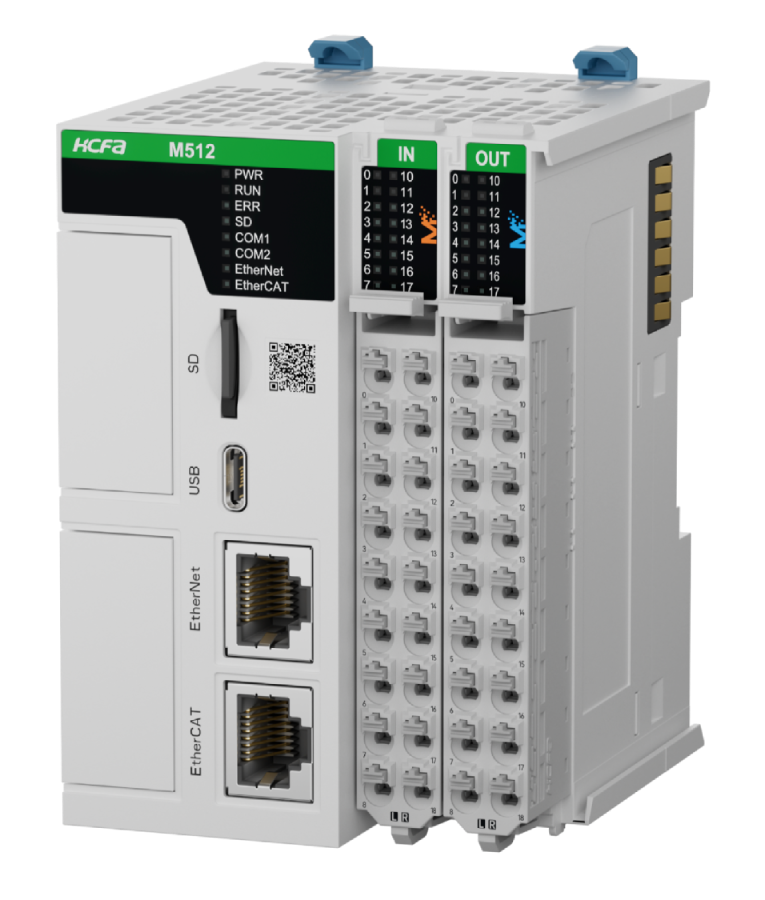 Sterownik PLC HCM512-32MT4-D, 24VDC, I/O: 16DI/16DO (2HSI/4HSO; 200kHz), wyjścia tranzystorowe, EtherCAT Master/CANopen/Ethernet (Modbus TCP/IP), 16-osi rzeczywistych EtherCAT