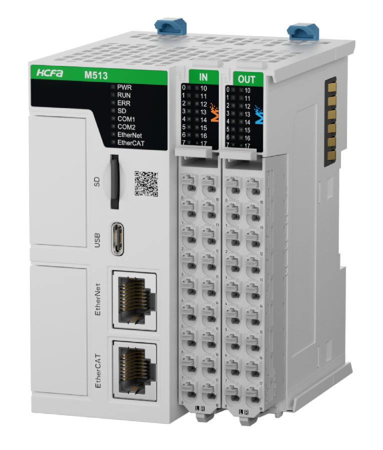 Sterownik PLC HCM513-32MT4-D, 24VDC, I/O: 16DI/14DO/2HSI/4HSO(200kHz), wyjścia tranzystorowe, EtherCAT Master/CANopen/Ethernet (Modbus TCP/IP), 32-osi rzeczywistych EtherCAT