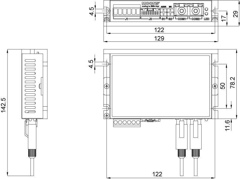 Sterownik silnika krokowego MOONS' STF10-R 10A 24-70VDC RS-485 (2x RJ45), Modbus RTU/Qprogrammer - obrazek 3