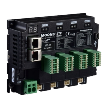 Wieloosiowy sterownik silnika krokowego MOONS` STF10-4X-ECX-S-FC 10A 24-70VDC, 4-osie, EtherCAT, funkcja STO